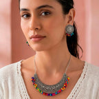 Multicolor Beads Oxidized Necklace Set