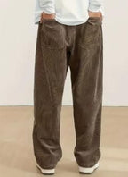 Men's Brown Loose Fit Corduroy Cargo Style Trouser