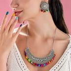 Multicolor Beads Oxidized Necklace Set