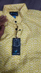 Men's Printed Spread Collar Casual Shirt Yellow