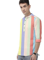 Men's Color Block Spread Collar Casual Shirt