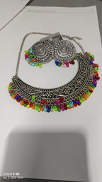 Multicolor Beads Oxidized Necklace Set