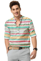 Men's Printed Spread Collar Casual Shirt Multicolor