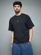 Black Faux Flat Look Cut & Sew T-shirt